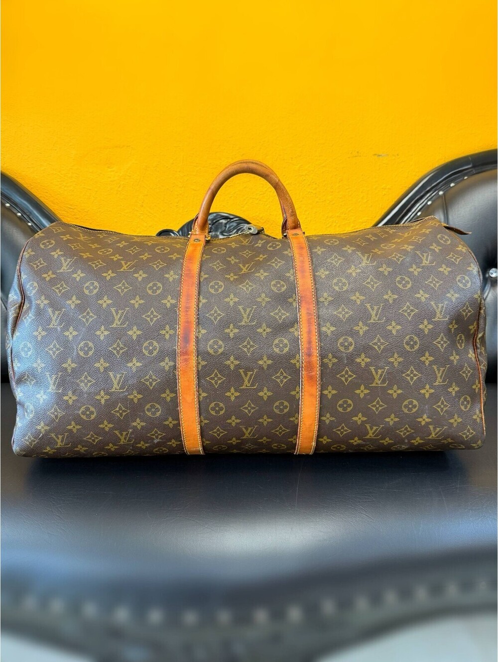 Louis Vuitton LV Monogram Keepall 60 Brown Canvas Travel Bag